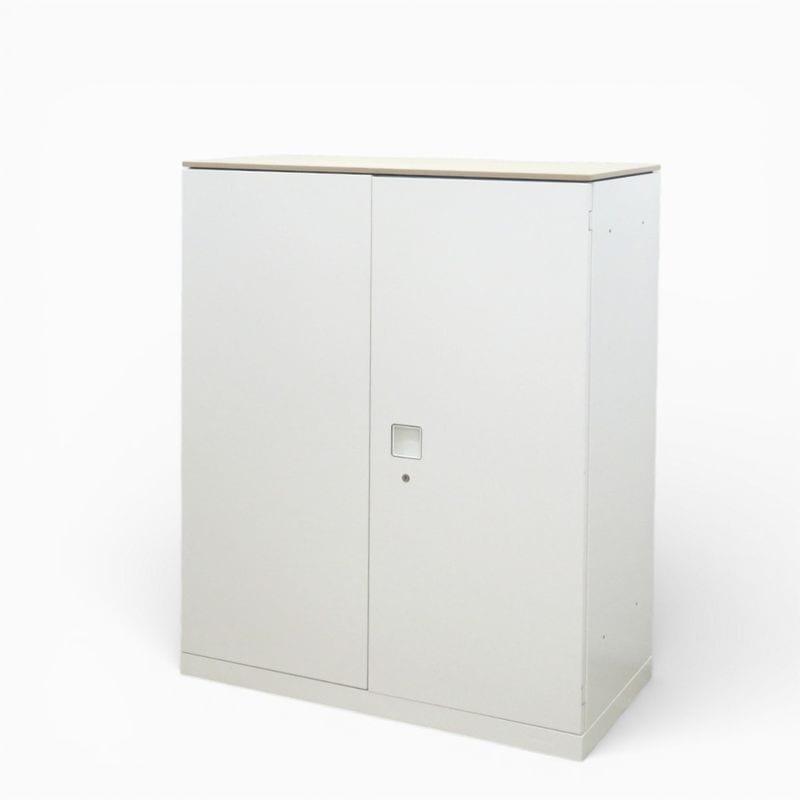 オカムラ 両開き書庫 レクトライン 4B313F ZA75 ホワイト W900 D450 H1115 キャビネット オフィス家具 中古 EG19273 配送サイズ220