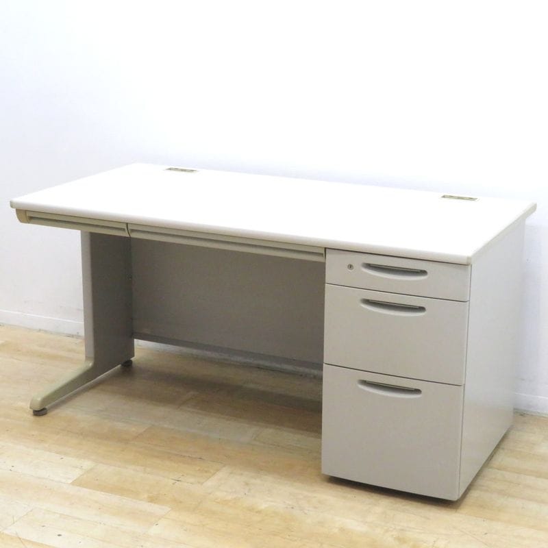 オカムラ SD-V DS165P MB41 片袖デスク グレー W1400 D700 H700 3段引き出し 中古 KK19320 配送サイズ300