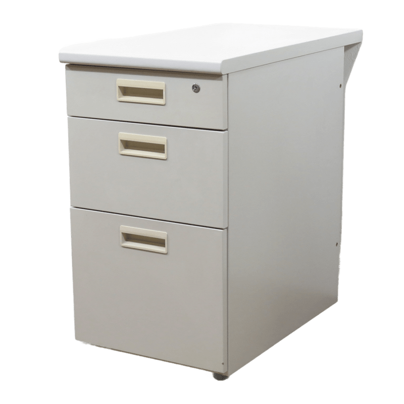 【中古】 スチール 3段脇机 脇デスク ニューグレー W400 D700 H700 サイドデスク 袖机 AG19474 中古オフィス家具