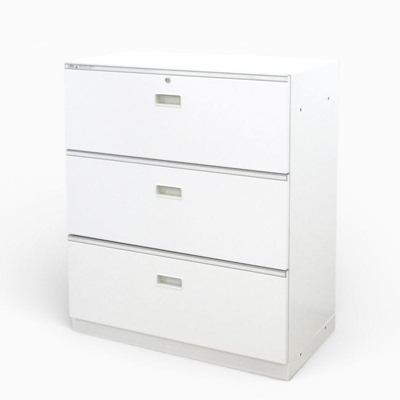 ★イトーキ シンライン HFM-098AAS-W9 3段ラテラル書庫 ホワイト W800 D450 H950 引き出し ラッチ機構 鍵有り 中古 KK19325 EG19325 配送サイズ240