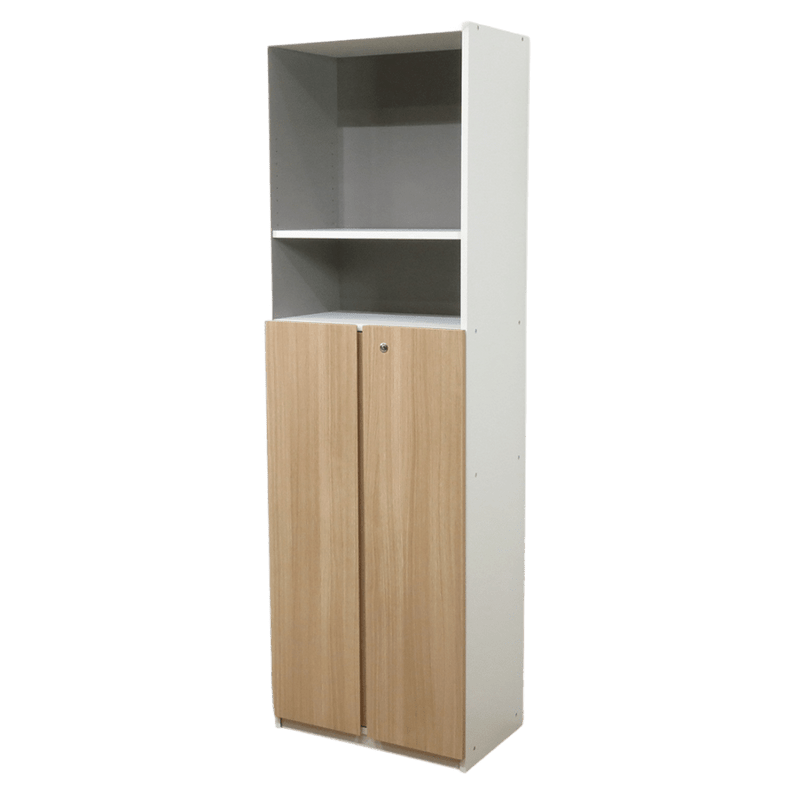 オフィスコム ペスパ2.0 上下書庫（オープン・両開き） ナチュラル キャビネット 収納庫 書類棚 中古 AG19690 配送サイズ300