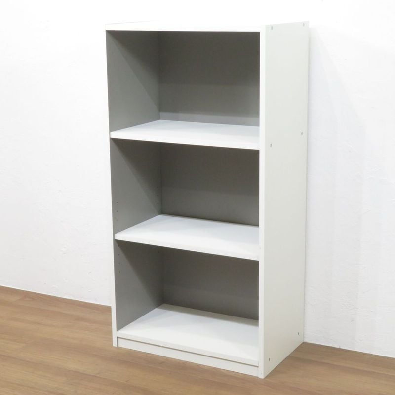 木製オープンキャビネット 幅600 奥行350 高さ1150mm ホワイト 3段 収納ラック 本棚 カラーボックス AG19693 中古オフィス家具 配送サイズ250