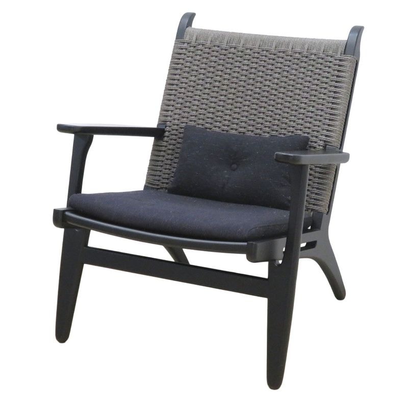 クラッシュゲート イージーライフ シードル ラウンジチェア RY-942 ブラック ペーパーコード 肘付き クッション付き 中古 KK19743 配送サイズ240