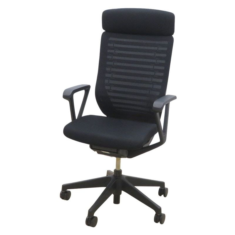 オフィスチェア黒　未使用品　肘掛けあり　送料込み オフィスチェア 革張りタイプ ブラック 昇降式 肘付チェア EX-N51L