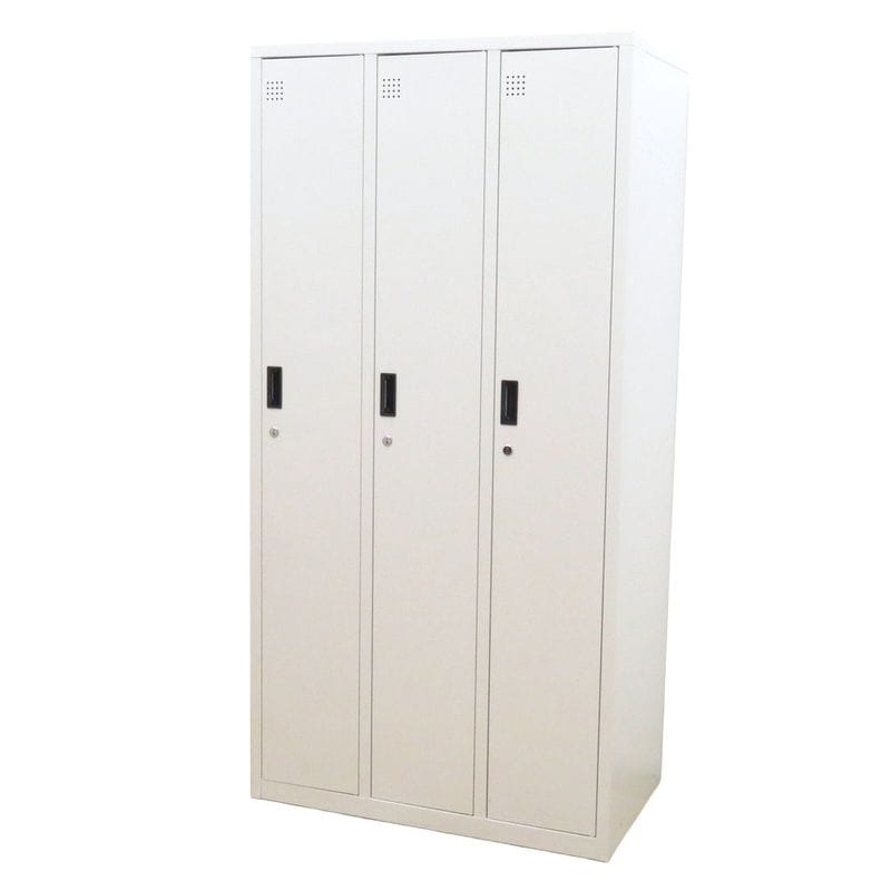 3人用ロッカー ホワイト W900 D515 H1790 鍵有り 網棚 ハンガーパイプ 更衣室 スチールロッカー 中古 KK19302 配送サイズ350