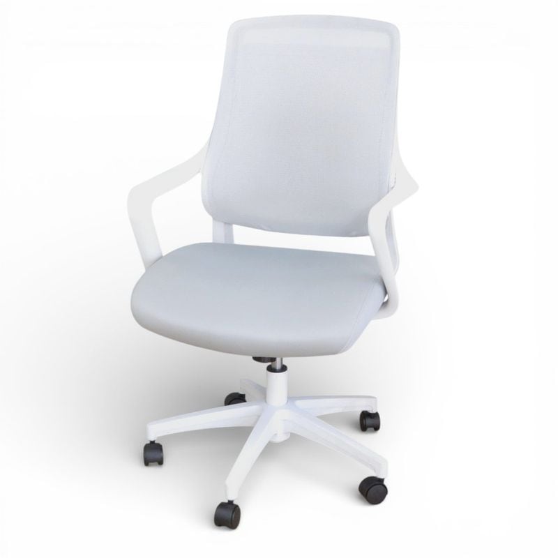 ニトリ オフィスチェア カーデ 肘付き 6620719 ホワイト/グレー 事務椅子 デザインチェア  中古 YH19867 配送サイズ240