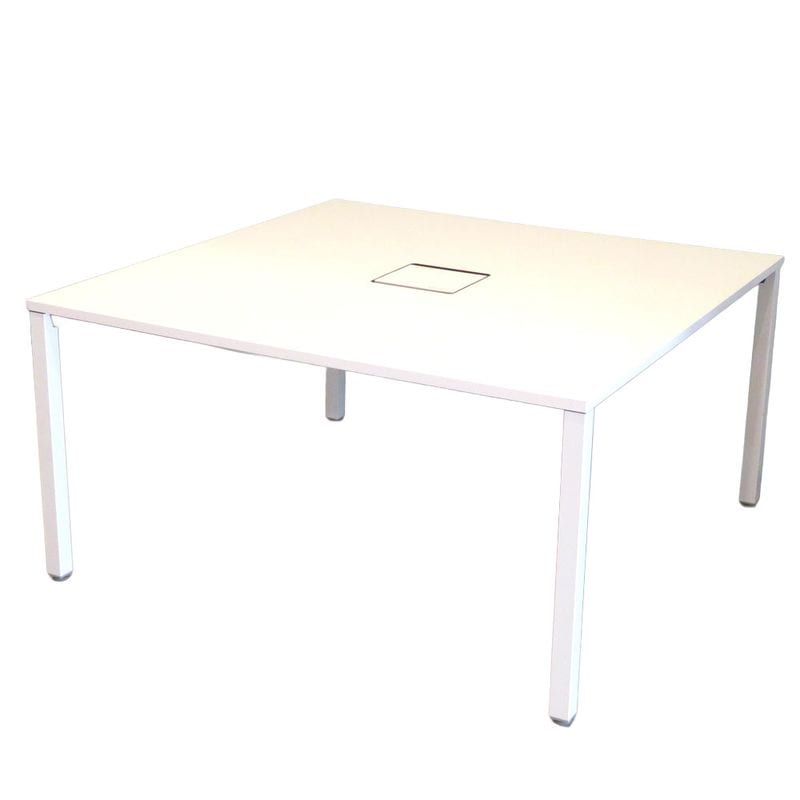 対面平デスク 幅1400 奥1400 高720mm イトーキ アクトリンク ミーティングテーブル JPP-1414HW-W9 ホワイト 配線口 KK19756 中古 配送サイズ400