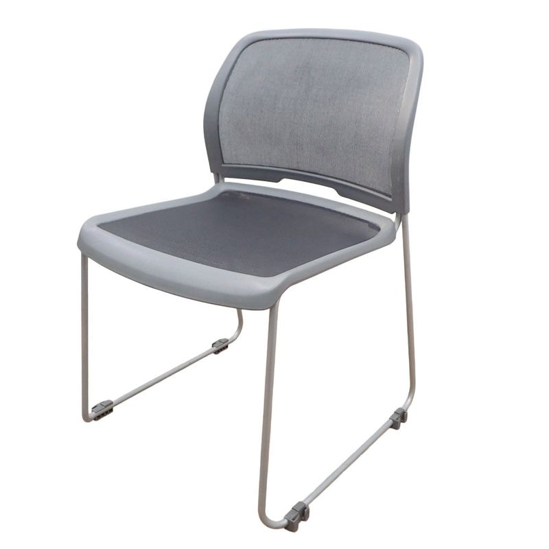 ミーティングチェア ブラック/グレー 肘無し スタッキング 軽量 中古 EG19712 配送サイズ180