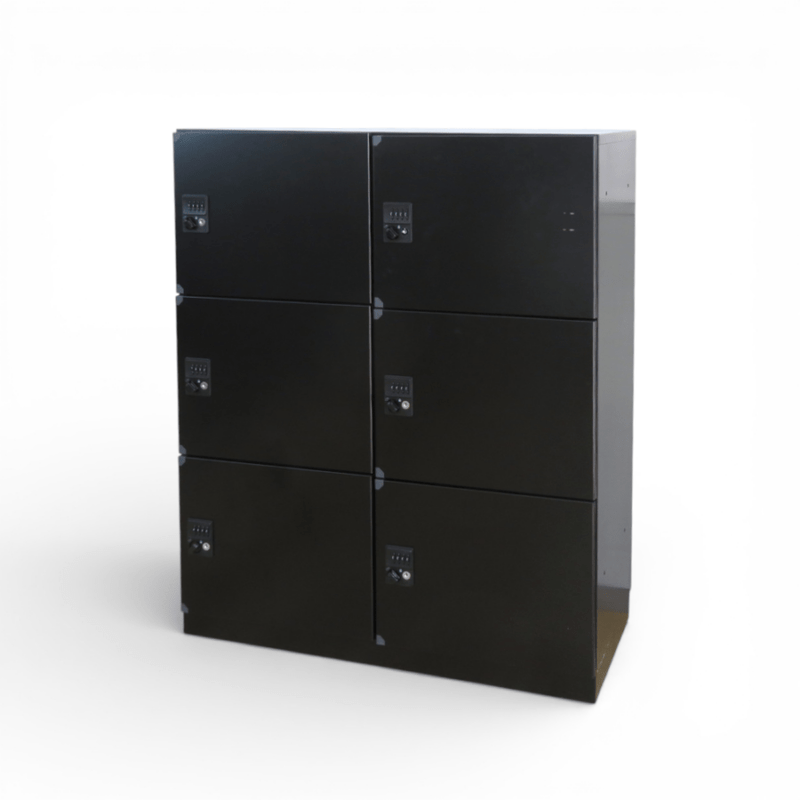 【SALE】オフィスコム 6人用パーソナルロッカー W900 D450 H1050 HOS-PD10506C-B ブラック ダイヤル錠 中古 YH19818 配送サイズ300