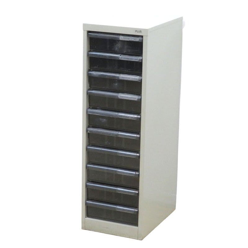 プラス CNシリーズ クリスタルトレー書庫 CN-110F ニューグレー W280 D400 H880 深型10段 A4 フロアケース 中古 KK19733 配送サイズ160