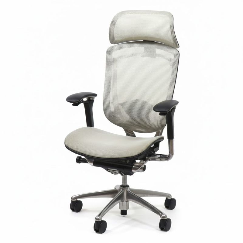 オカムラ 高機能オフィスチェア コンテッサ CM91AB FGH3  ホワイト ヘッドレス ハイバック リクライニング メッシュ 中古 AG19774 配送サイズ300