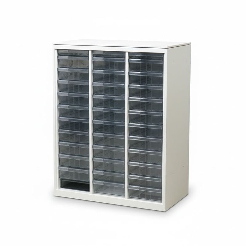 オカムラ クリスタルトレー書庫 レクトライン 4B03AD ZA75 ホワイト トレーキャビネット 書類棚  中古 AG19915 配送サイズ300