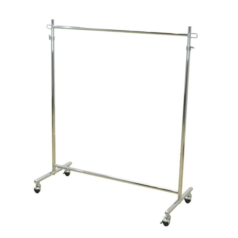 ショップ用ハンガーラック シルバー W990 D420 H1100-1790 業務用スチールハンガー 高さ変更可能 キャスター KK19553 中古 配送サイズ300