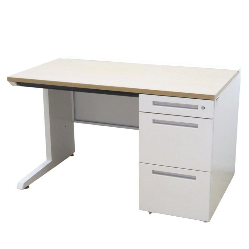 イトーキ 片袖デスク CZRシリーズ CZR-127CB ナチュラル 右袖型 配線口 鍵有り 中古 KK19786 配送サイズ350