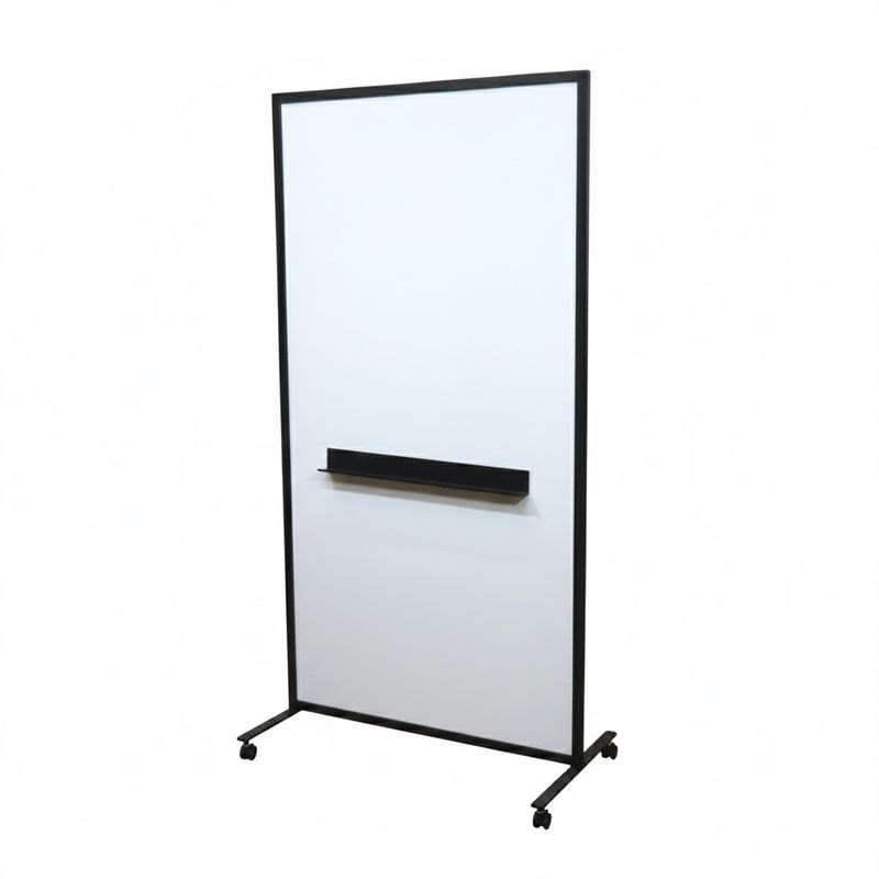 業務用 両面ホワイトボードパーテーション 幅900×高さ1800㎜ ブラックフレーム 安定脚付き 縦型 キャスター ペントレー AG19845 中古 配送サイズ350