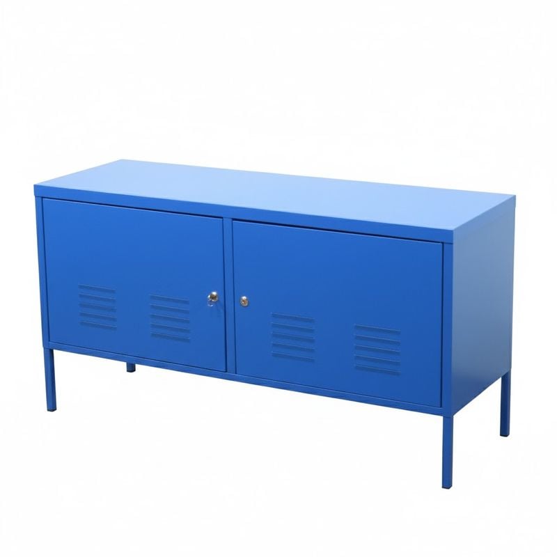 イケア PSキャビネット サイドボード W1180 D400 H630 コレクションケース ブルー ダイニング収納 中古 AG19856 配送サイズ250