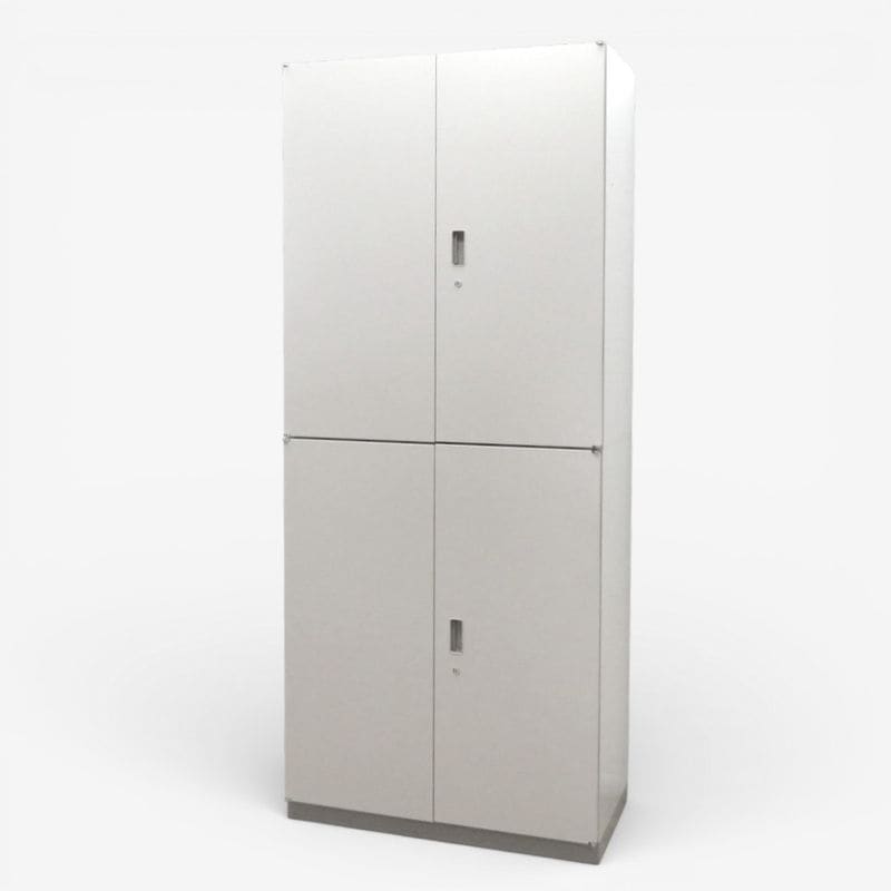 イトーキ 上下書庫セット シンライン HTM-109HSS-WE グレー W900 D450 H2140 両開き+両開き 3段棚 鍵有り 中古 KK19326 配送サイズ300 セット販売