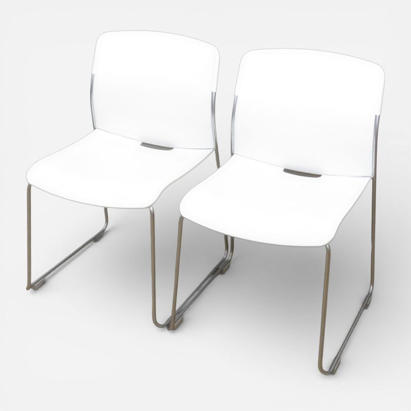 2脚セット コクヨ スタッキングチェア AMOS  CK-870-D ホワイト スタッキングチェア 肘無し 会議椅子 セミナー 中古 YH20020-1 配送サイズ200