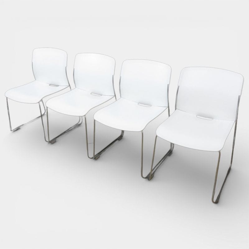 4脚セット コクヨ スタッキングチェア AMOS  CK-870-D ホワイト スタッキングチェア 肘無し 会議椅子 セミナー 中古 YH20020-2 配送サイズ220