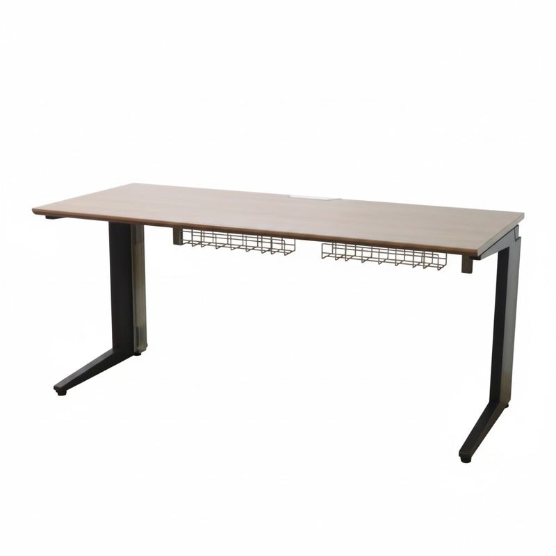 オカムラ 平デスク  プロユニット W1600 D700 DN102P MK39 ブラック ナチュラル 事務机 パソコンデスク AG19965 中古 配送サイズ350