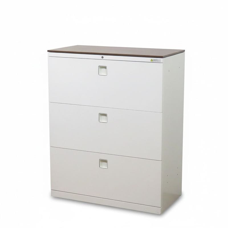 オカムラ 3段ラテラル書庫 4BG3ZC ZA75 ホワイト キャビネット オフィス家具 保管庫 中古 AG19968 配送サイズ300