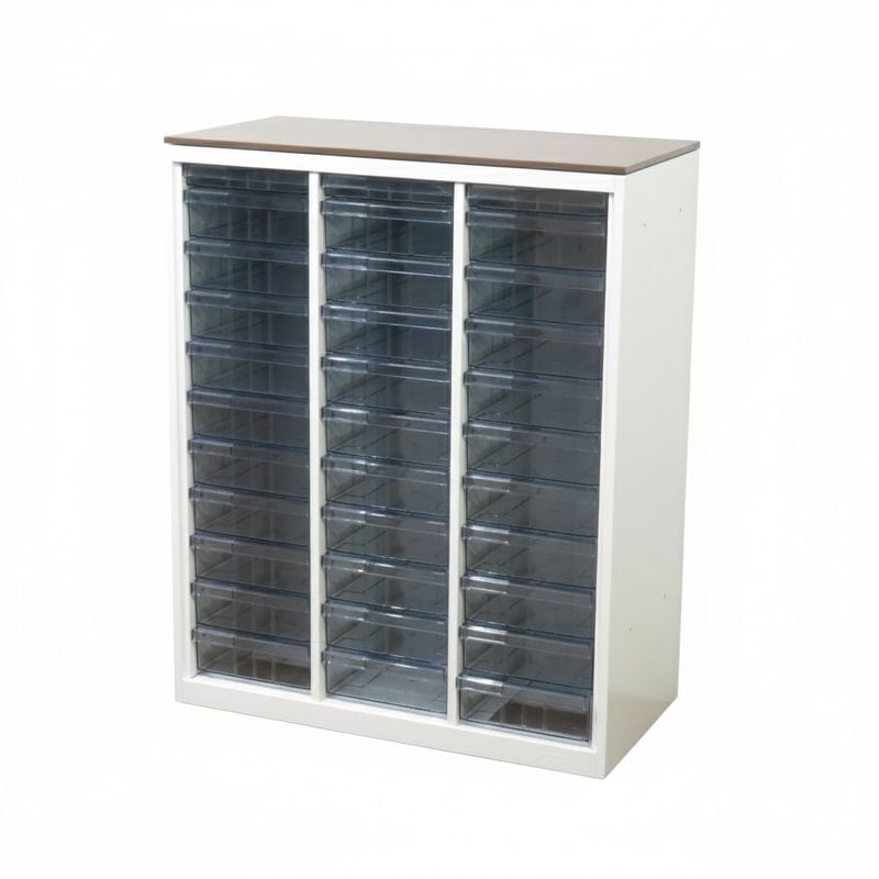 オカムラ クリスタルトレー書庫 レクトライン 4B03AD ZA75 ホワイト トレーキャビネット 書類棚  中古 AG19969 配送サイズ300