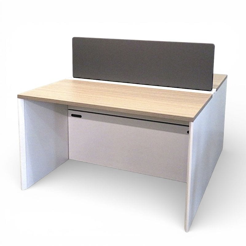 【中古】フリーアドレスデスク W1200 D1400 H720 ナチュラル オーク トップパネル付き フラップ式配線 オフィスデスク 中古オフィス家具 KK20131