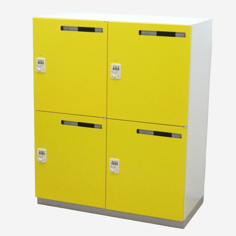 プラス 4人用パーソナルロッカー 幅900 奥行450 高さ1100mm L6シリーズ L6-105L-4MD イエロー ダイヤル式  KK19540 中古 配送サイズ300