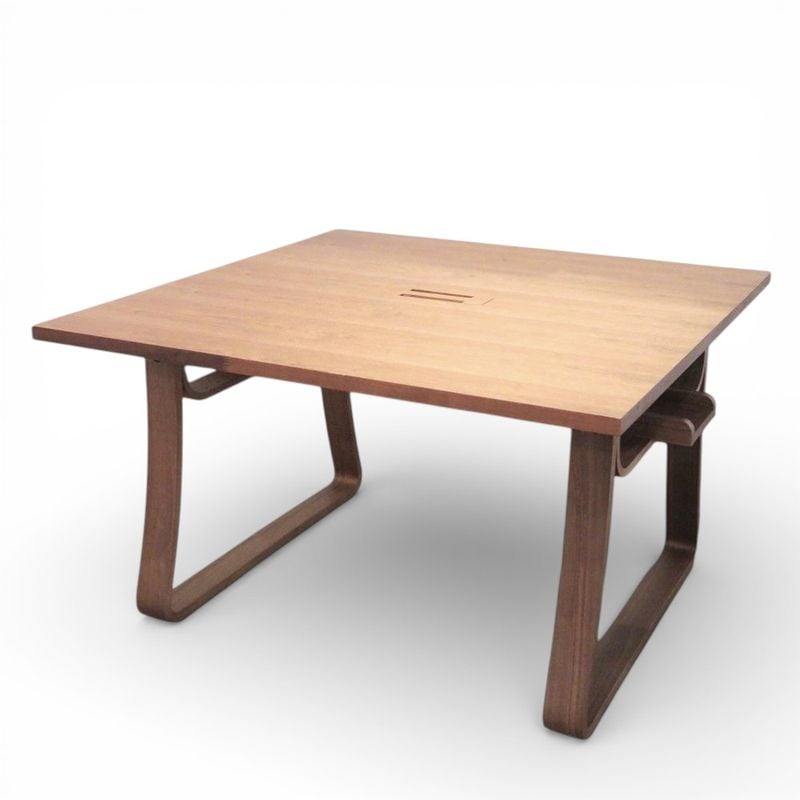 木製対面デスク フリーアドレスデスク W1200 D1200 H720 ホワイトオーク 天然木 2人用平机 オフィスデスク ワークテーブル 中古 KK20140 配送サイズ350