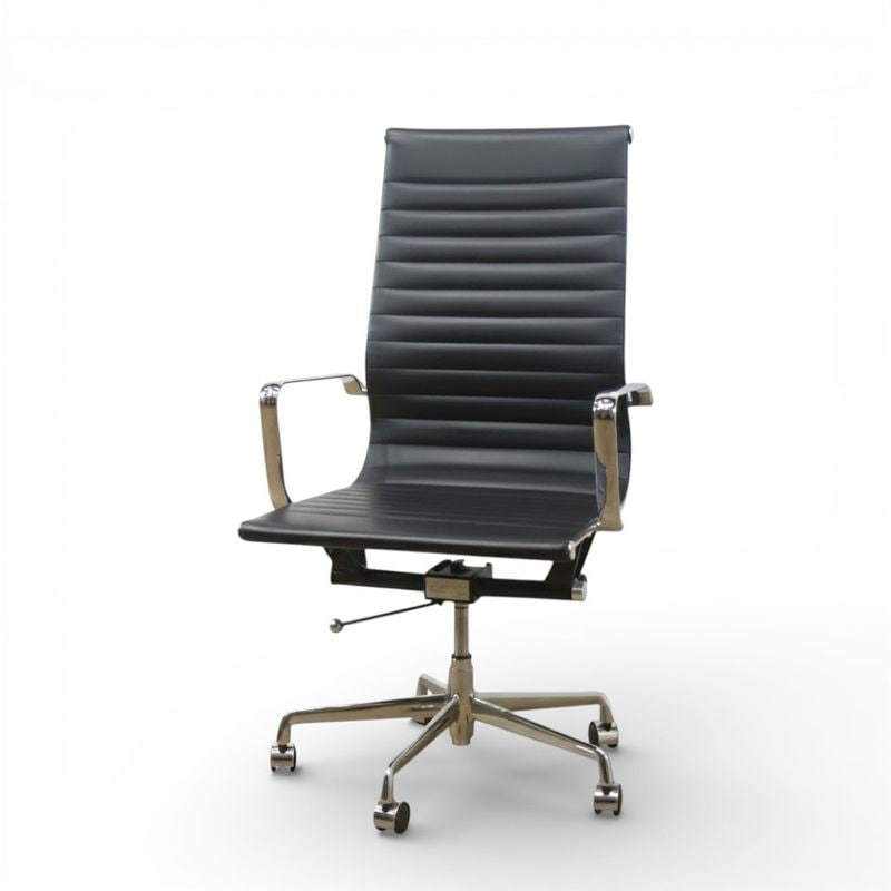 【中古】 オフィスコム オフィスチェア アルミナムチェア リプロダクト ブラック 事務椅子 肘付き ハイバック AG19772 中古オフィス家具