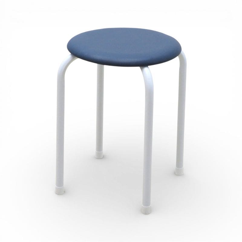 藤沢工業 丸椅子 ネイビー ホワイト φ32cm スツール スタッキング可 PVCレザー 中古 KK20059 配送サイズ140