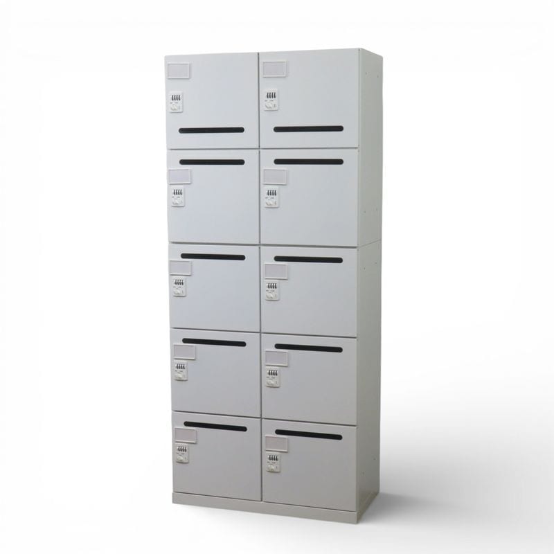 弘益 10人用パーソナルロッカー （4人用+6人用 上下セット） WS-A75P4 / WS-A105P6 ホワイト  メールロッカー 中古 AG20098 配送サイズ500