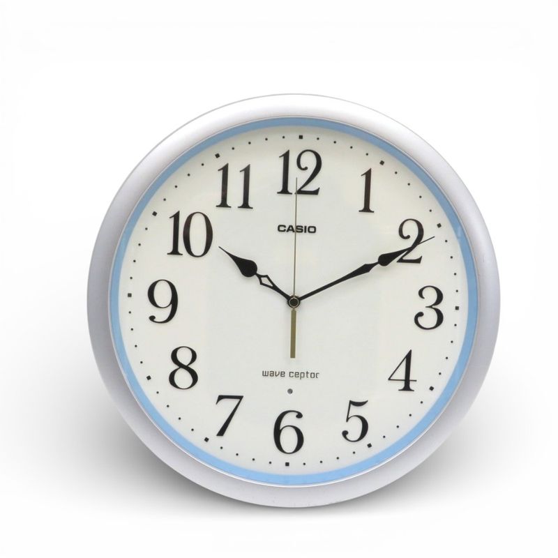 カシオ 掛時計 IQ-481J-8JF シルバー 330ｍｍ 電波時計 クロック 生活家電 インテリア小物 中古 KK20073 配送サイズ100