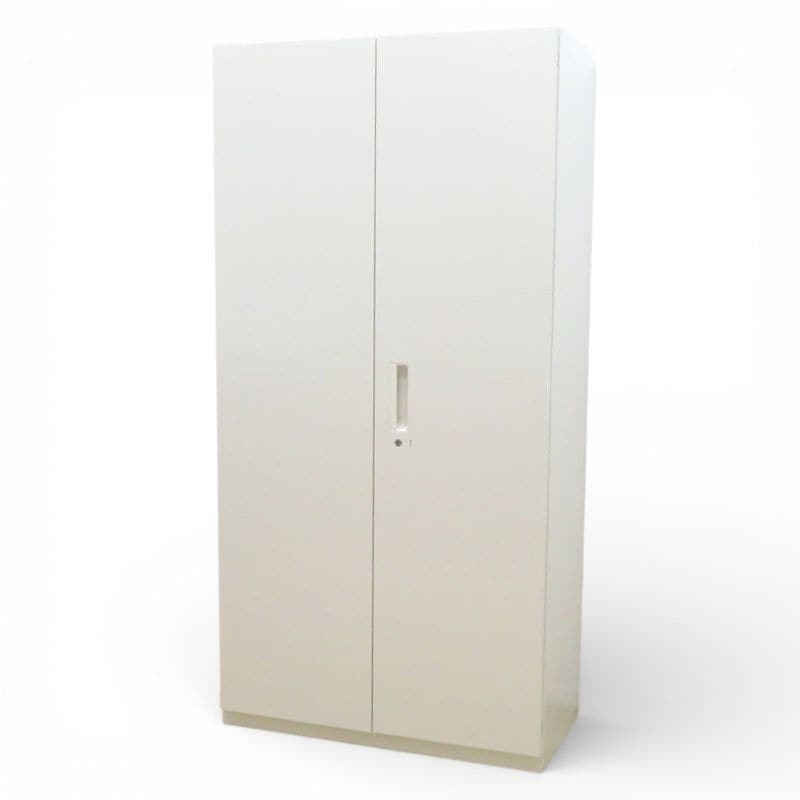 プラス 両開き書庫 W900 D450 H1820 L6-180A ホワイト 5段棚 ラッチ付き 鍵有り 中古 KK20234 配送サイズ350