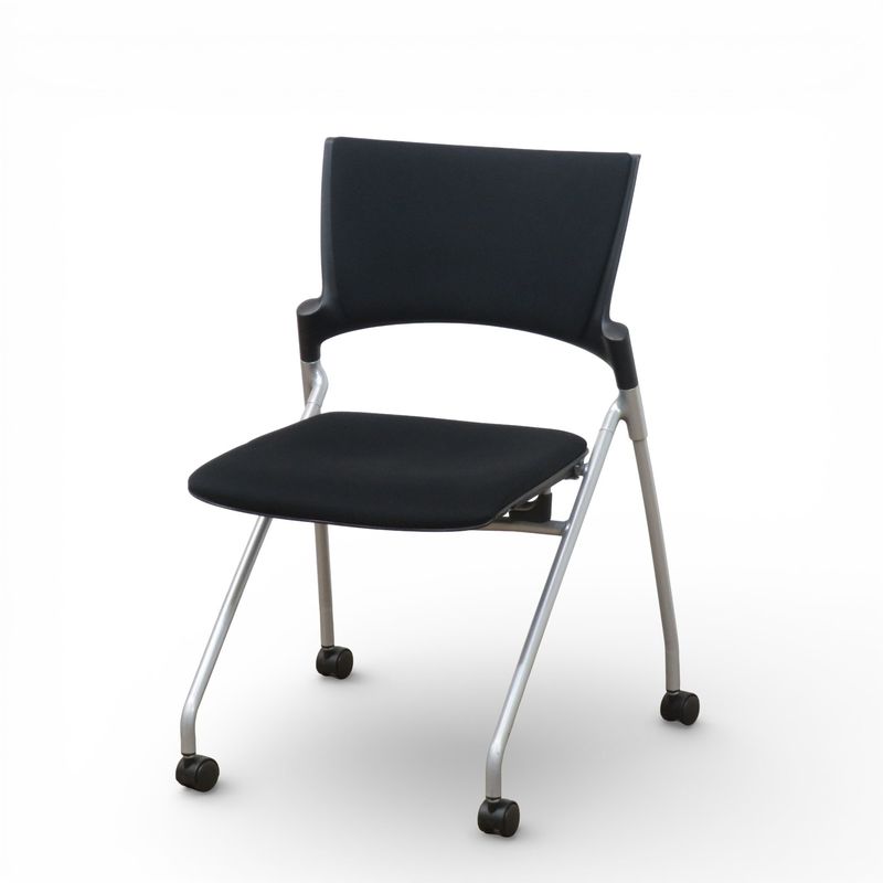 イトーキ マノス ネスティングチェア KLC-320GB-T1T1 ブラック 肘無し 会議椅子 キャスター  中古 AG20157 配送サイズ220