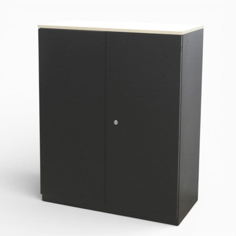 プラス 両開き書庫 XF DESK TYPE-Lx XS-X105A-W SBK/BK ブラック 天板付き ベース付き 鍵有り 中古 KK20235 配送サイズ300