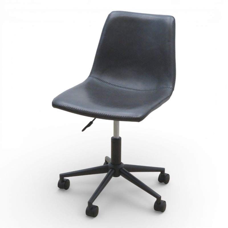 LOWYA デサリノ 肘無しオフィスチェア ブラック ローバック レザー張り 中古 KK20278 配送サイズ220