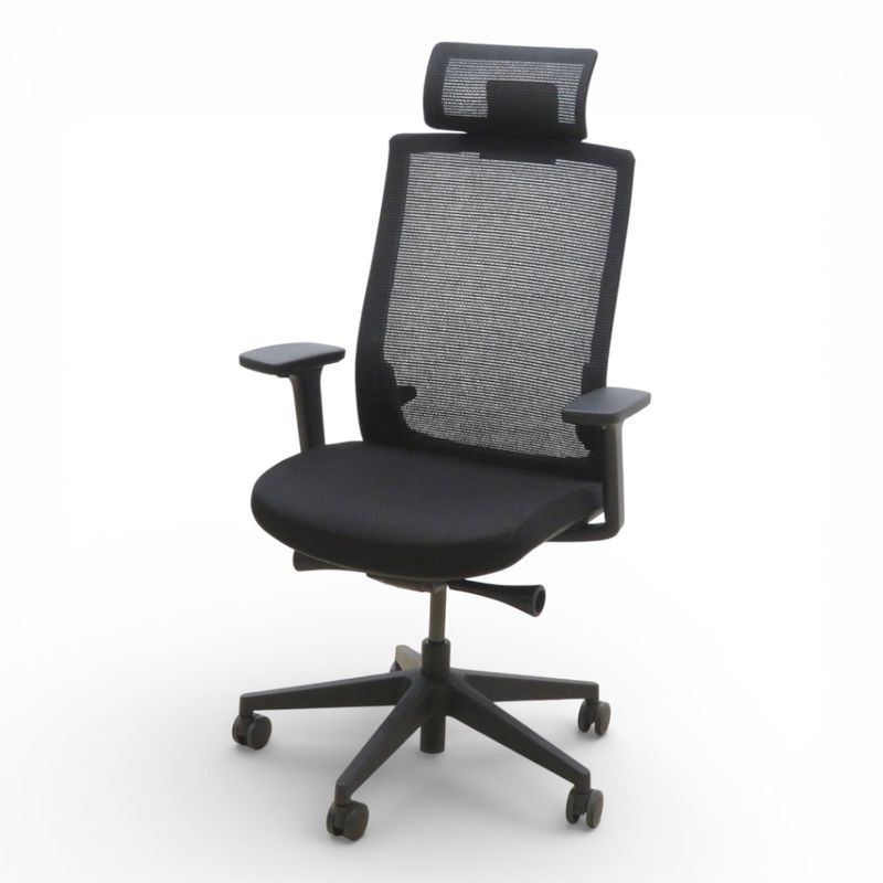 AIMchair 肘付きオフィスチェア AIM-01 ブラック ハイバック リクライニング メッシュ 中古 KK20280 配送サイズ300
