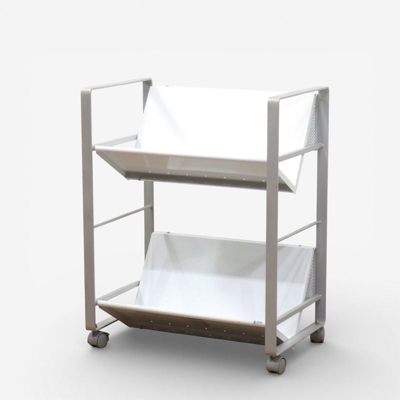 サンワサプライ ファイルラックワゴン WG-50N ホワイト  幅550mm ブックワゴン キャスター付  中古 AG20326 配送サイズ200