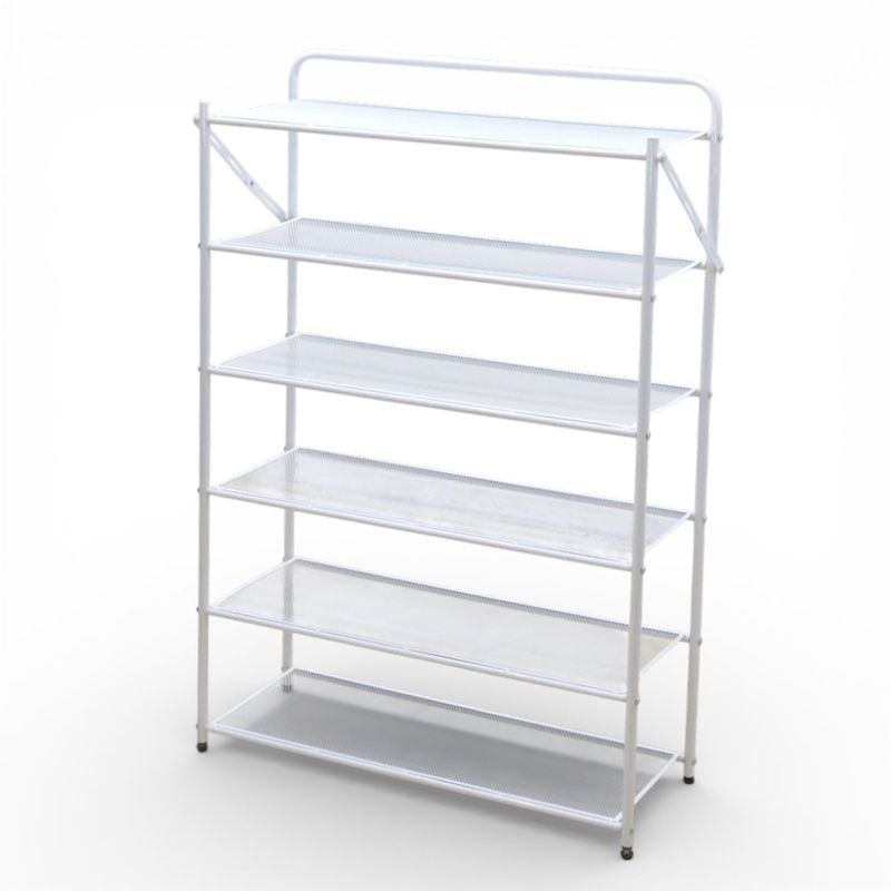 オープンシェルフ 折りたたみ式 6段 ホワイト メッシュ棚 W700 D270 H1050 メタルラック 収納棚 KK20289 中古 配送サイズ220