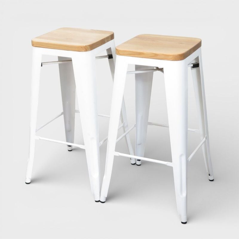 【2脚セット】ハイスツール ナチュラル/ホワイト ハイカウンターチェア 椅子 中古 YH20050-1 配送サイズ200