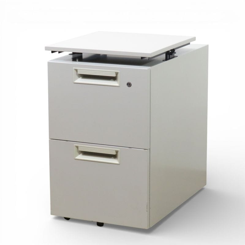 プラス 上下昇降天板付き 2段デスクワゴン SX-046SC-2T ステージオ ホワイト サイドキャビネット 脇机 AG20341  KK20341 配送サイズ200 家財おまかせ便