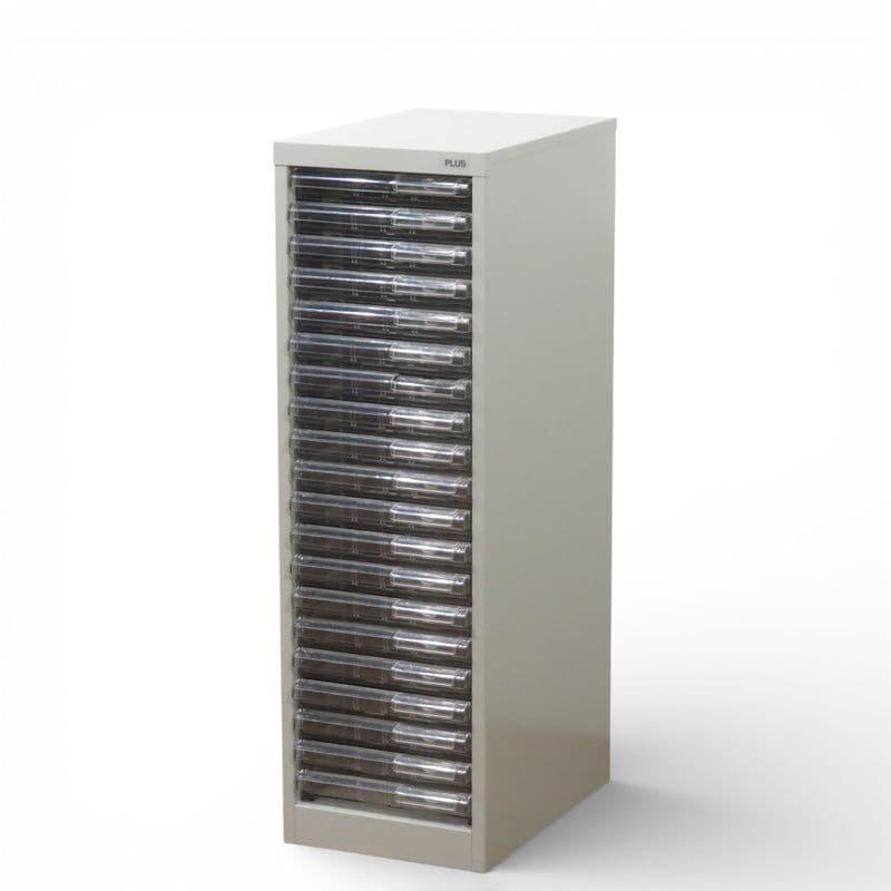 プラス クリスタルトレーキャビネット CN-120A ニューグレー ファイル書庫 クリアケースキャビネット中古 AG20344 配送サイズ180