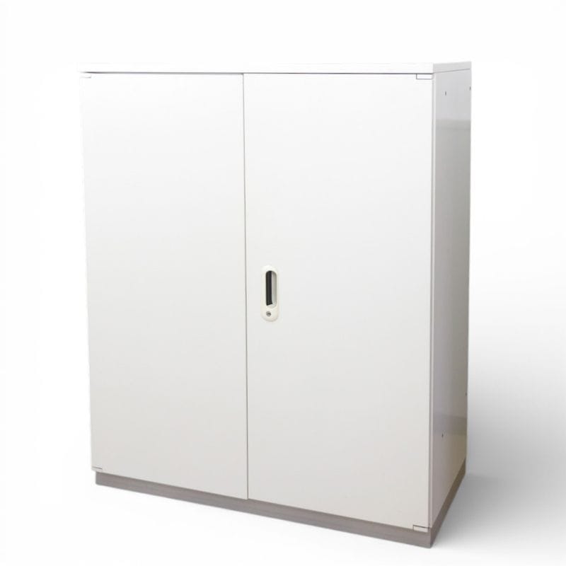 プラス 両開き書庫 W900 D450 H1120 LX-5 L5-105A W4 ホワイト キャビネット オフィス家具 中古 YH20346 配送サイズ300