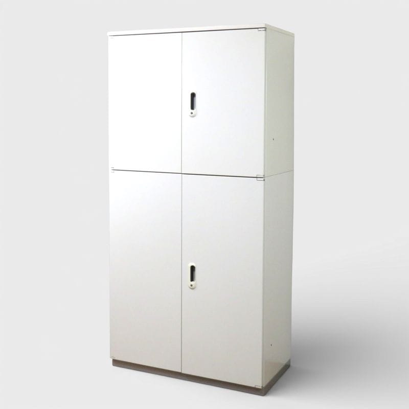 プラス LX-5 上下書庫セット ホワイト （両開き書庫） L5-70A / L5-105A キャビネット 収納庫 書類棚 中古 AG20357 配送サイズ500