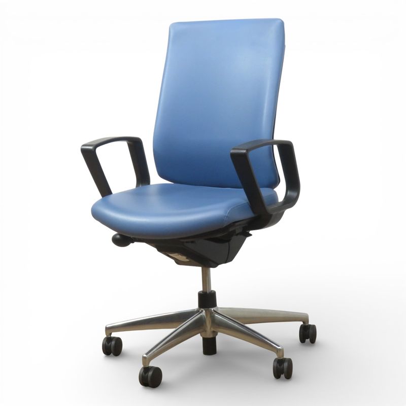 コクヨ 医療施設用チェア CRS-G1822F6 ウィザード３ ライトブルーPVCレザー 肘付き 医師用椅子 ハイバック AG20369 中古オフィスチェア 配送サイズ250