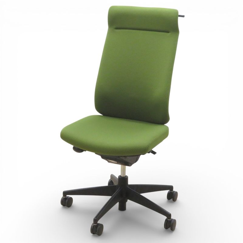 【中古】コクヨ 肘無しオフィスチェア ウィザード2 CRS-G1824F6 グリーン ハイバック ランバーサポート ハンガー付き 中古オフィス家具 KK19725-1