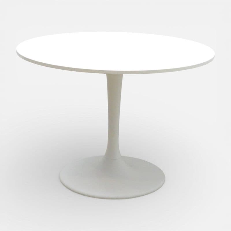 イケア ドクスタ 丸テーブル ホワイト 直径105cm スチール脚 ミーティングテーブル 中古 KK20190 配送サイズ300