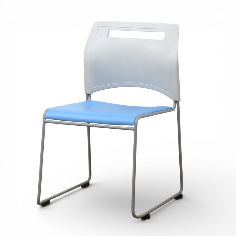 弘益 ミーティングチェア SFIDA ライトブルー スタッキングチェア 肘無し 会議椅子 中古 AG20371 配送サイズ200