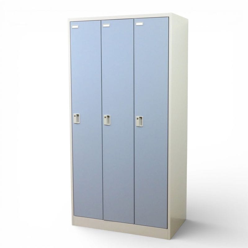 オカムラ 3人用ロッカー 4573FZ-Z492 ライトブルー W900 D500 H1790 個人ロッカー スチールロッカー 中古 AG20359 配送サイズ350